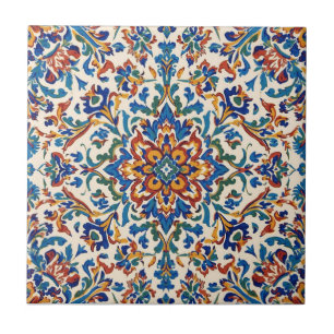 Colorful Iznik Persian Turkish Handpainted Repro Ceramic Tile