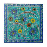 Colorful Iznik Persian Turkish Handpainted Repro Ceramic Tile<br><div class="desc">Reproduced from an antique handpainted Persian design tile from Turkey in brilliant colors of turquoise, royal blue, red, yellow, green and white. Tiles are highly collectible and make great wall and backsplash tiles for kitchen and bath. They can also be used around a fireplace opening or as trivets, coasters, decorative...</div>