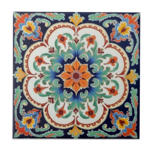 Colorful Iznik Persian Turkish Handpainted Repro Ceramic Tile