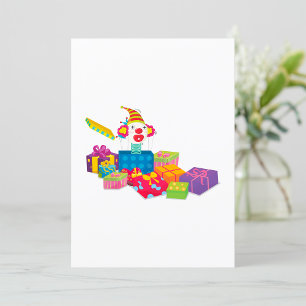 Colorful Jack in the Box Clown Invitation