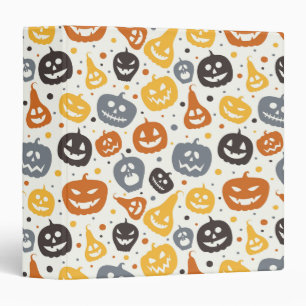 Colorful Jack-O'-Lantern Faces Pattern 3 Ring Binder