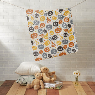 Colorful Jack-O'-Lantern Faces Pattern Baby Blanket