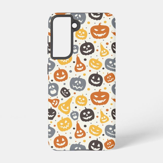 Colorful Jack-O'-Lantern Faces Pattern Samsung Galaxy Case (Back)