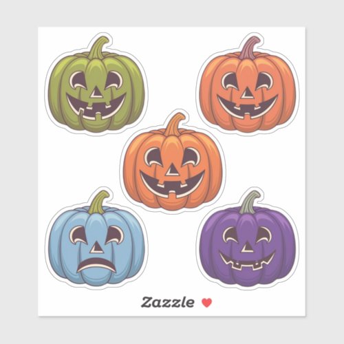 Colorful Jack-o’-Lantern Scrapbook Stickers Sheet