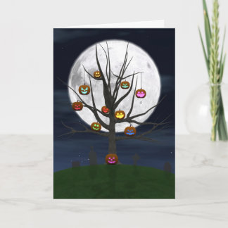 Colorful Jack-o-lantern Tree Greeting Card