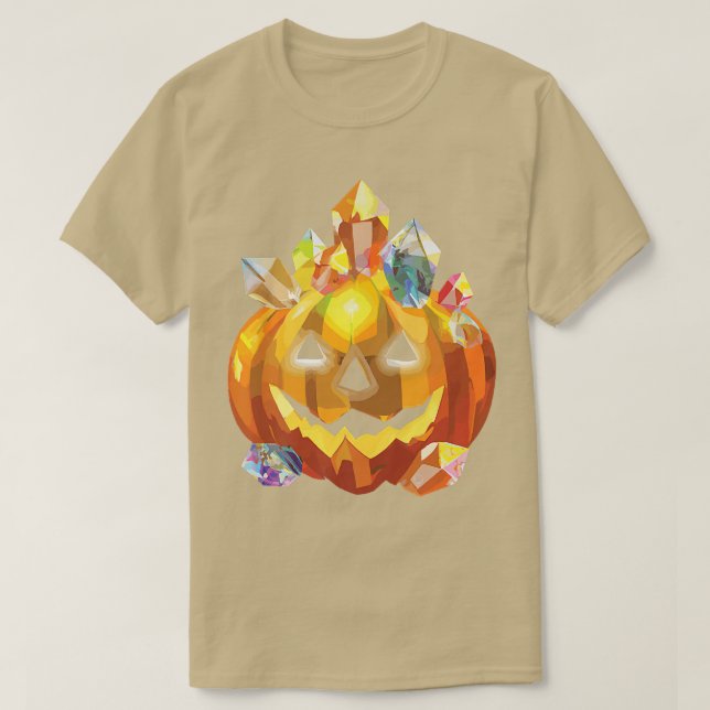 Colorful Jack O'Lantern Pumpkin with Crystals  T-Shirt (Design Front)
