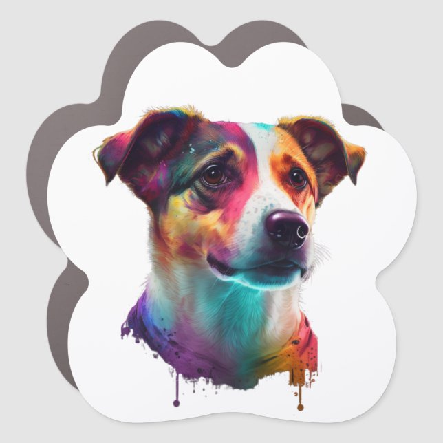 colorful Jack Russel Auto Sticker Car Magnet (Front)