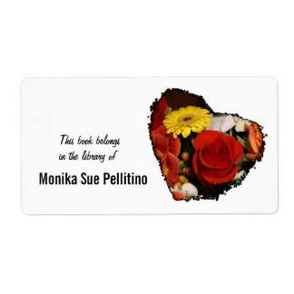 Colorful Jagged Edge Flower Heart Label