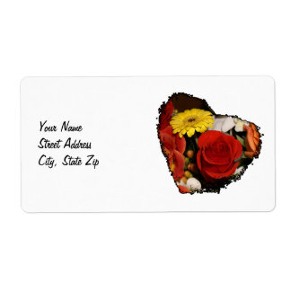 Colorful Jagged Edge Flower Heart Label