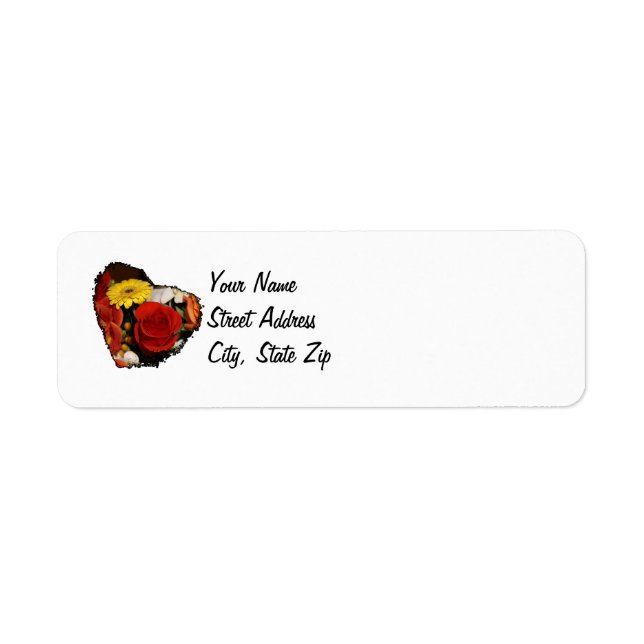 Colorful Jagged Edge Flower Heart Personalized Label (Front)