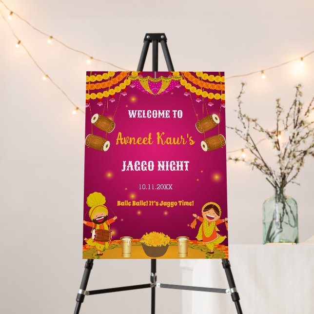 Colorful Jaggo Night Welcome Board (In Situ (Stand))