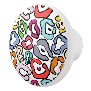 Colorful Jaguar Skin Background Ceramic Knob