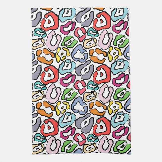 Colorful Jaguar Skin Background Kitchen Towel (Vertical)