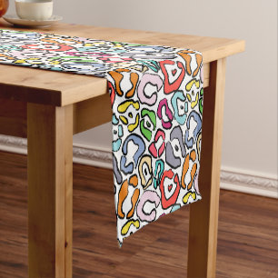 Colorful Jaguar Skin Background Short Table Runner