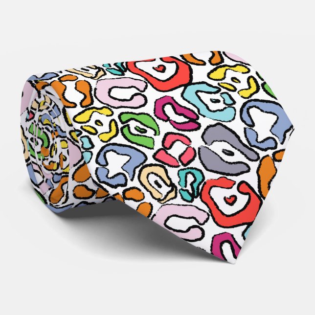 Colorful Jaguar Skin Background Tie (Rolled)