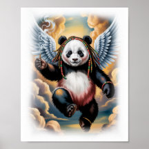 Colorful Jamaican Panda Angel on a White