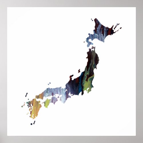 colorful japan silhouette poster