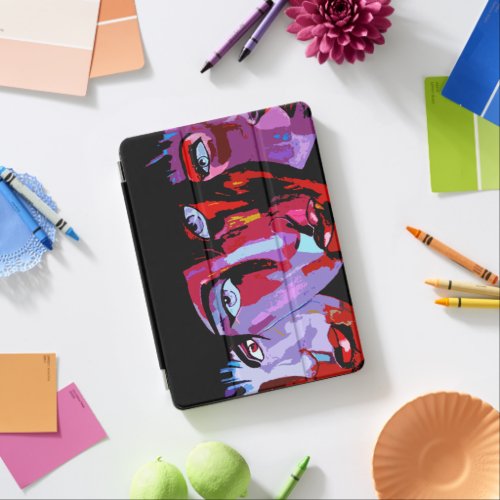 Colorful japanese abstract faces iPad air cover