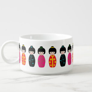 Colorful Japanese Dolls Chili Bowl