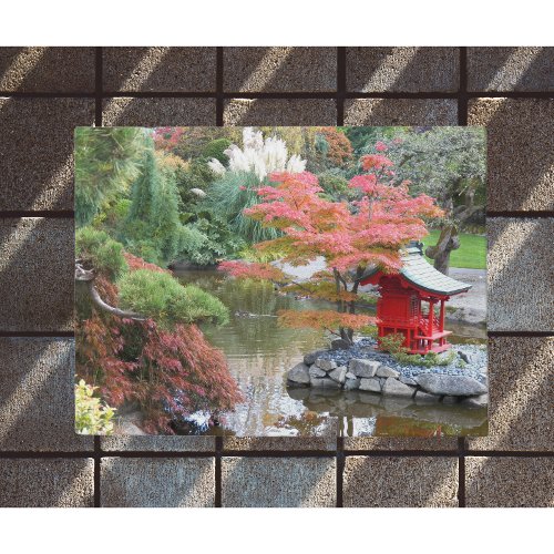 Colorful Japanese Garden Scene Landscape Doormat