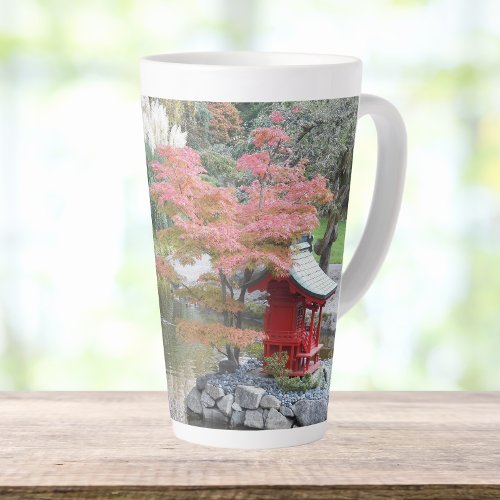 Colorful Japanese Garden Scene Landscape Latte Mug