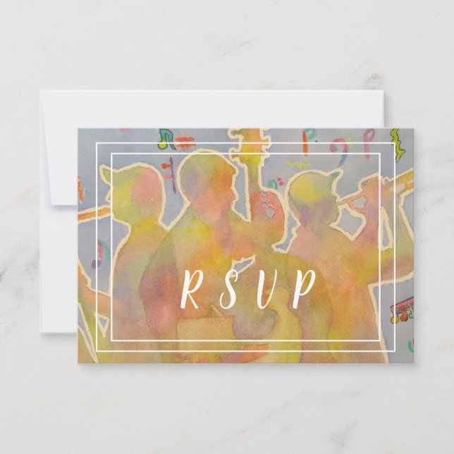 Colorful Jazz Band RSVP Card (Front)