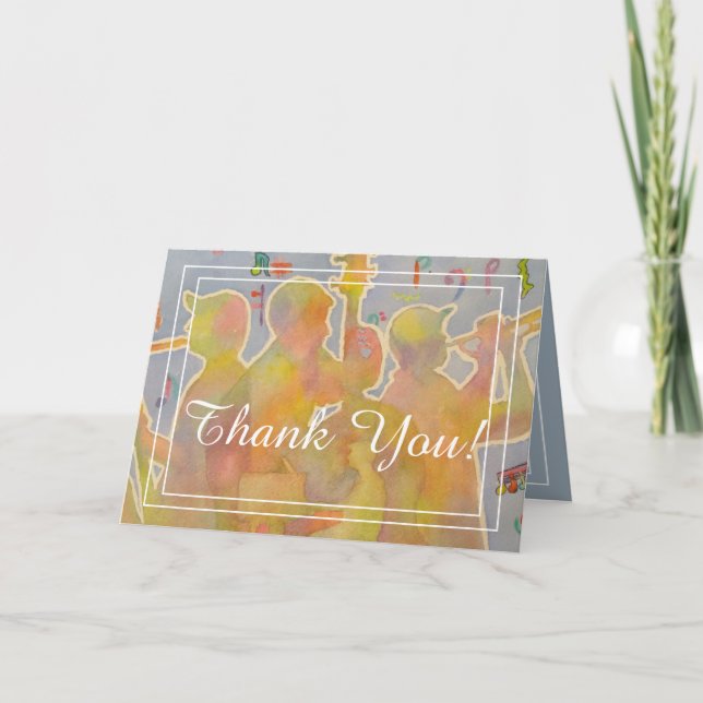 Colorful Jazz Band Thank You Card (Front)