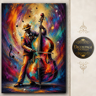 Colorful Jazz Bass Player Decoupage Tissue Paper