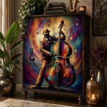 Colorful Jazz Bass Player Decoupage
