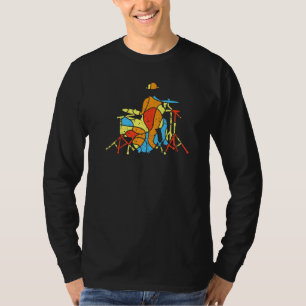 Colorful Jazz Drummer Modern Style T-Shirt