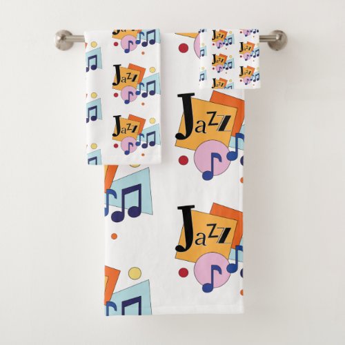 Colorful Jazz Modern Art Design Bath Towel Set