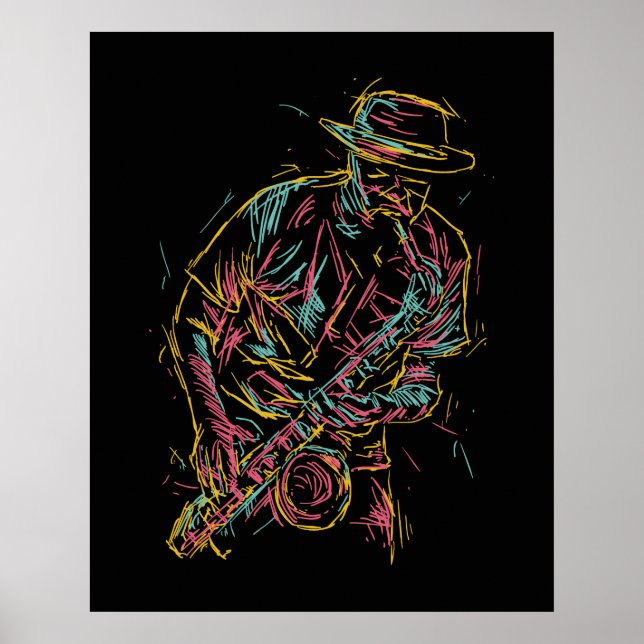 Colorful Jazz Player poster (Front)