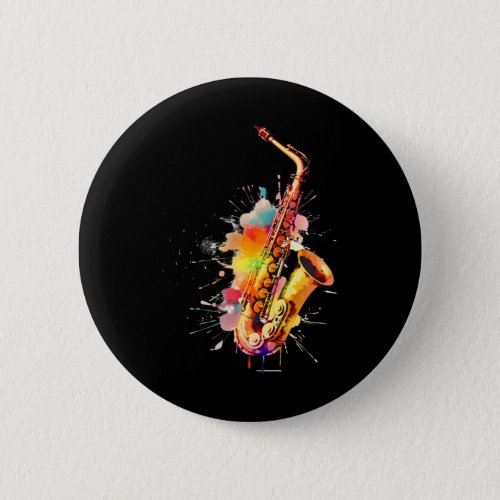 Colorful Jazz Saxophone Player Button