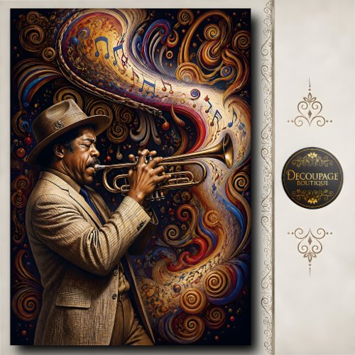 Colorful Jazz Trumpet Player Music Art Tissue Paper