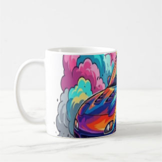 Colorful JDM Sports Car Drifting Neon Tire Smoke V Coffee Mug