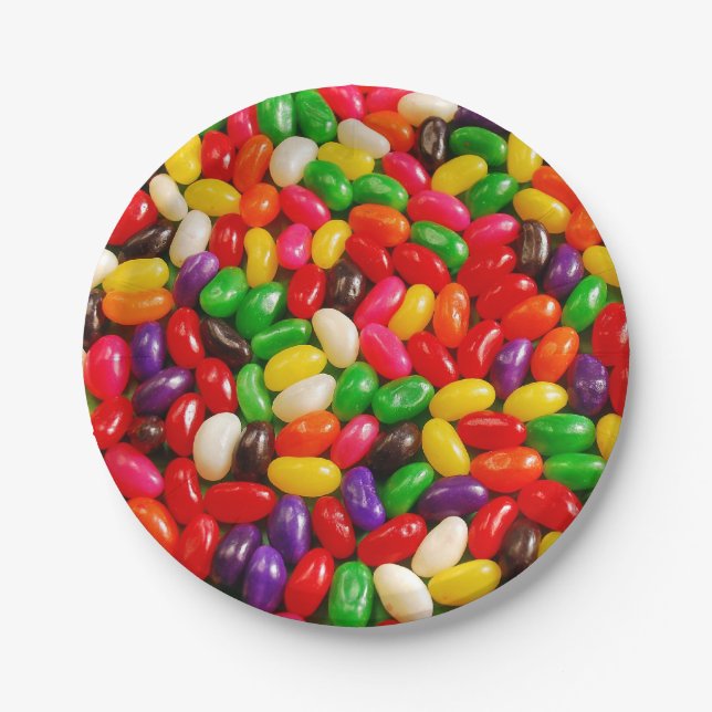 Colorful jelly bean candy paper plates (Front)