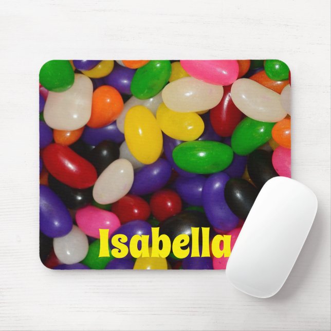 Colorful Jelly Bean Design with Custom Name Mouse Pad (With Mouse)