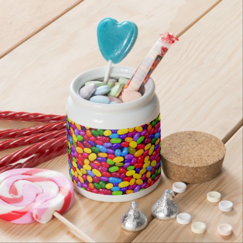 Colorful jelly beans candy jar