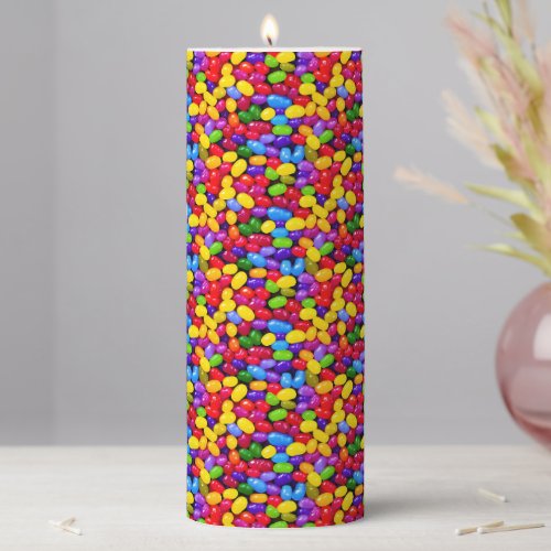 Colorful jelly beans pillar candle