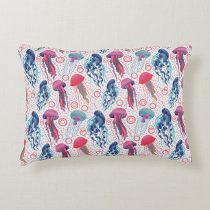 Colorful Jelly fishes Accent Pillow