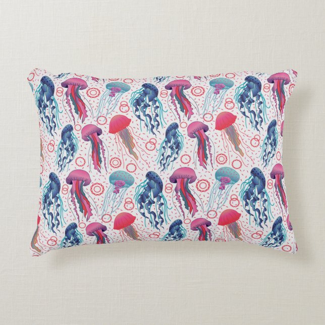Colorful Jelly fishes Accent Pillow (Front)