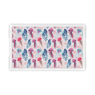 Colorful Jelly fishes Acrylic Tray