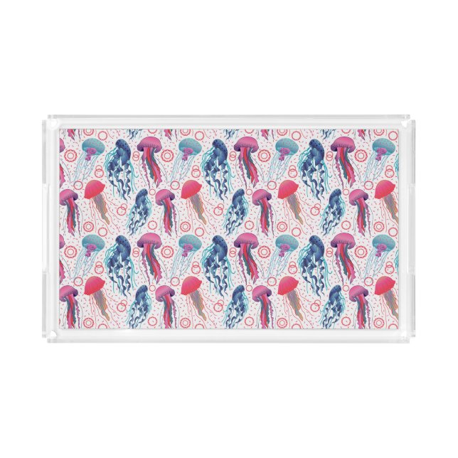Colorful Jelly fishes Acrylic Tray (Front)