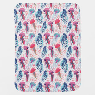 Colorful Jelly fishes Baby Blanket