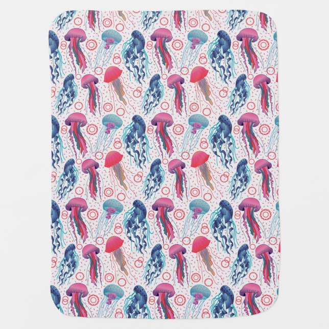 Colorful Jelly fishes Baby Blanket (Front)