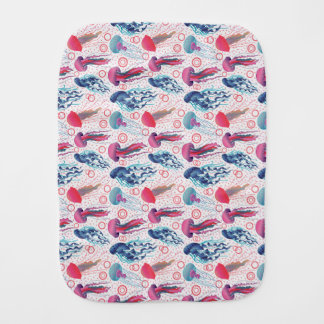 Colorful Jelly fishes Baby Burp Cloth