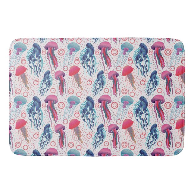 Colorful Jelly fishes Bath Mat (Front)