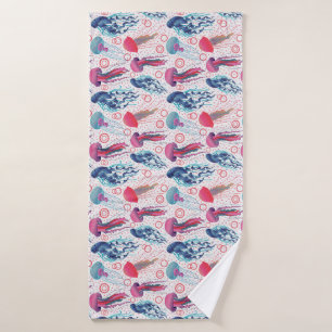 Colorful Jelly fishes Bath Towel