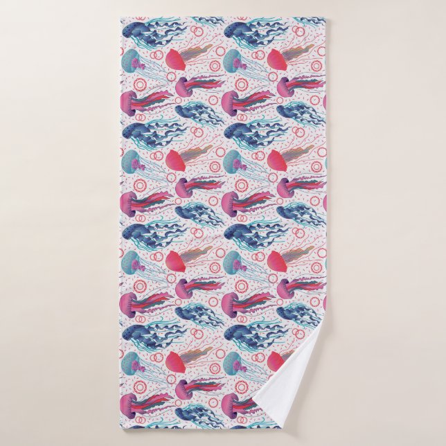 Colorful Jelly fishes Bath Towel (Bath Towel)