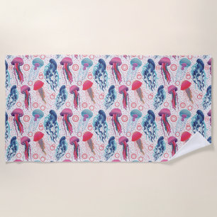 Colorful Jelly fishes Beach Towel